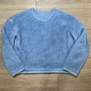 LULULEMON blue chambray Wool Whenever Crew pullover sherpa sweatshirt 10